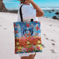 Hawaiian Love-Couple Dolphins and Flamingos Tote Bag - Polynesian Pride