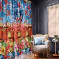 Hawaiian Love-Couple Dolphins and Flamingos Window Curtain - Polynesian Pride