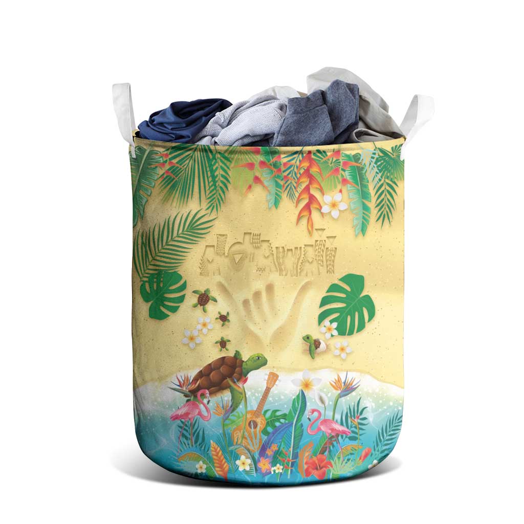 Hawaiian Alohawaii Laundry Basket Tropical Plants and Animals on The Beach - Polynesian Pride