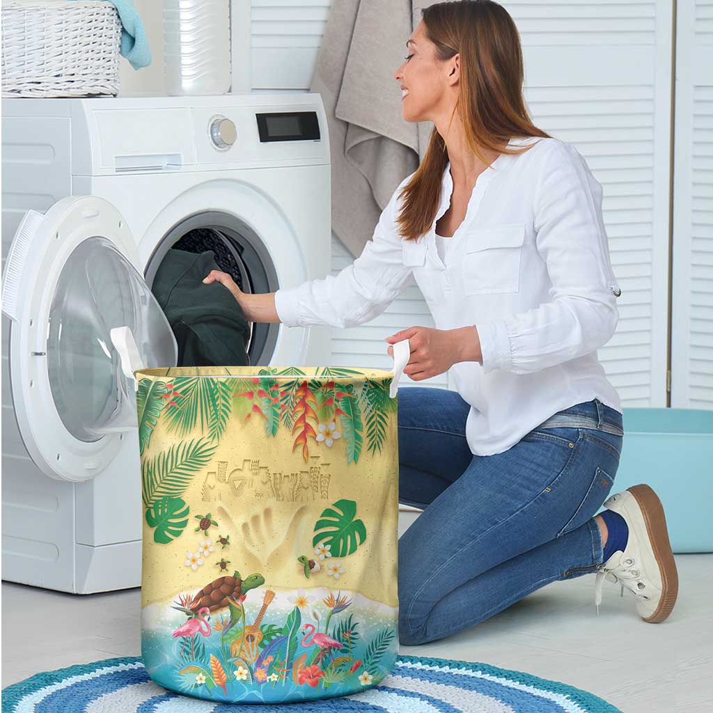 Hawaiian Alohawaii Laundry Basket Tropical Plants and Animals on The Beach - Polynesian Pride