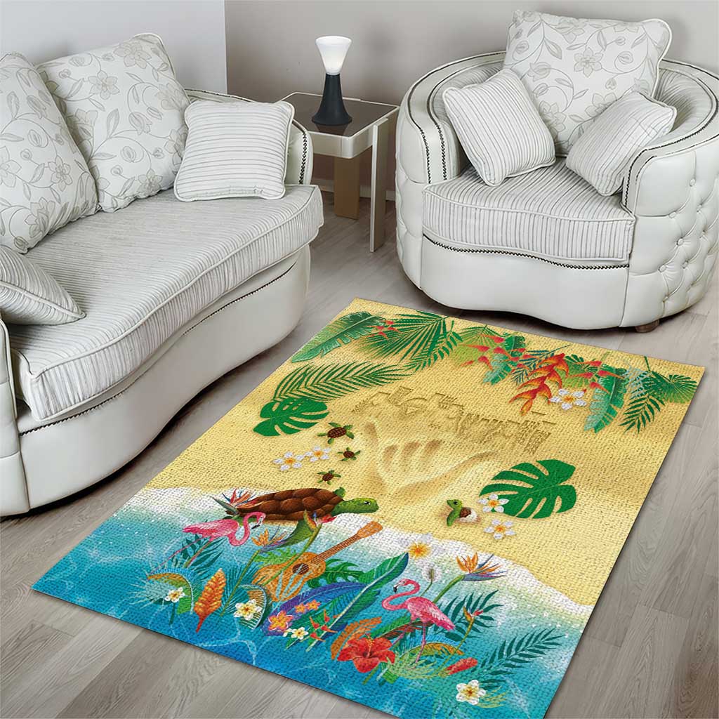Hawaiian Alohawaii Area Rug Tropical Plants and Animals on The Beach - Polynesian Pride