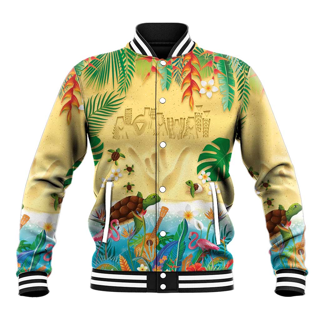 Hawaiian Alohawaii Baseball Jacket Tropical Plants and Animals on The Beach - Polynesian Pride