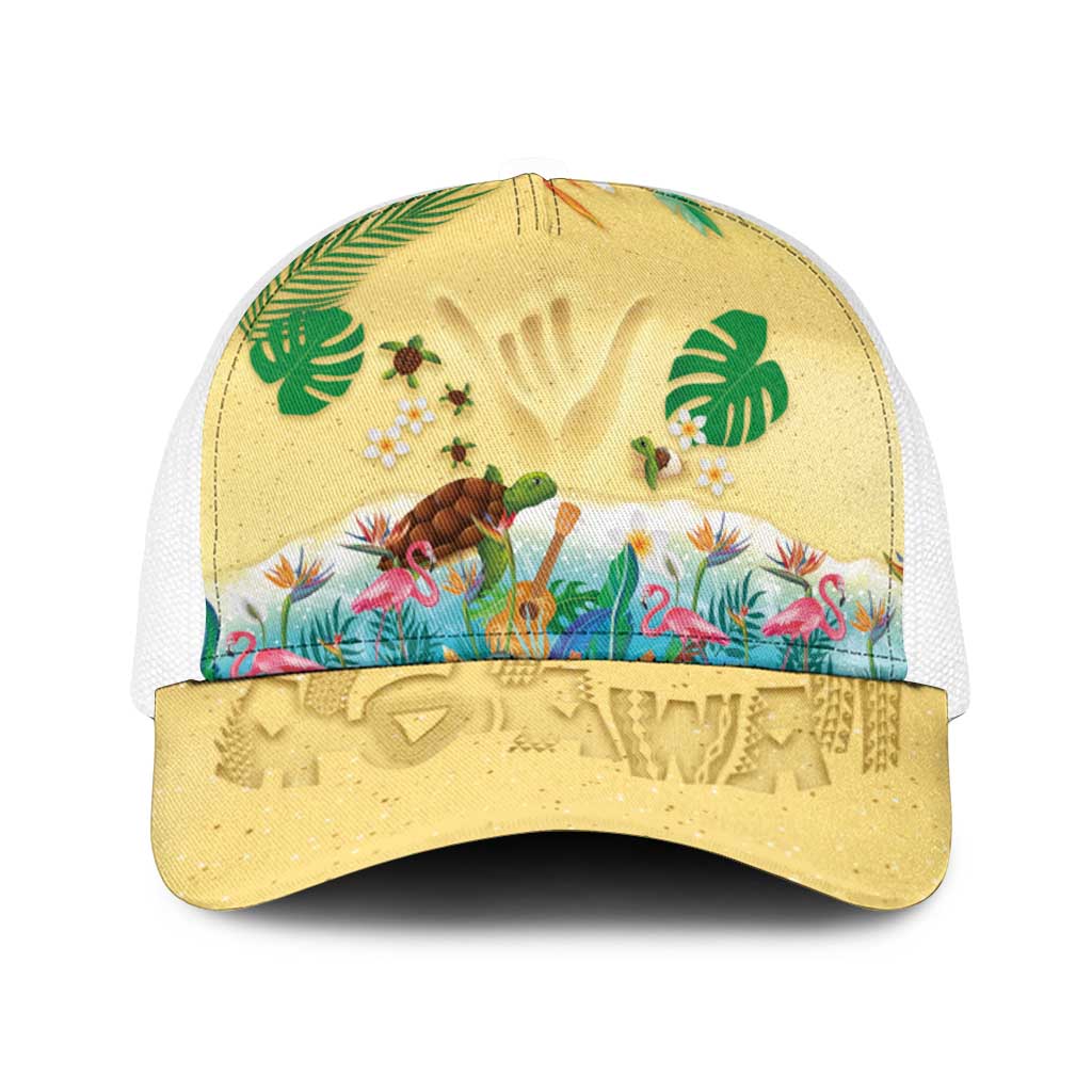 Hawaiian Alohawaii Baseball Net Cap Tropical Plants and Animals on The Beach - Polynesian Pride