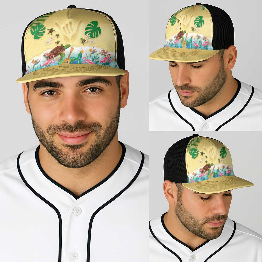 Hawaiian Alohawaii Baseball Net Cap Tropical Plants and Animals on The Beach - Polynesian Pride