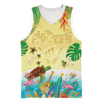 Hawaiian Alohawaii Basketball Jersey Tropical Plants and Animals on The Beach - Polynesian Pride