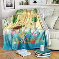 Hawaiian Alohawaii Blanket Tropical Plants and Animals on The Beach - Polynesian Pride