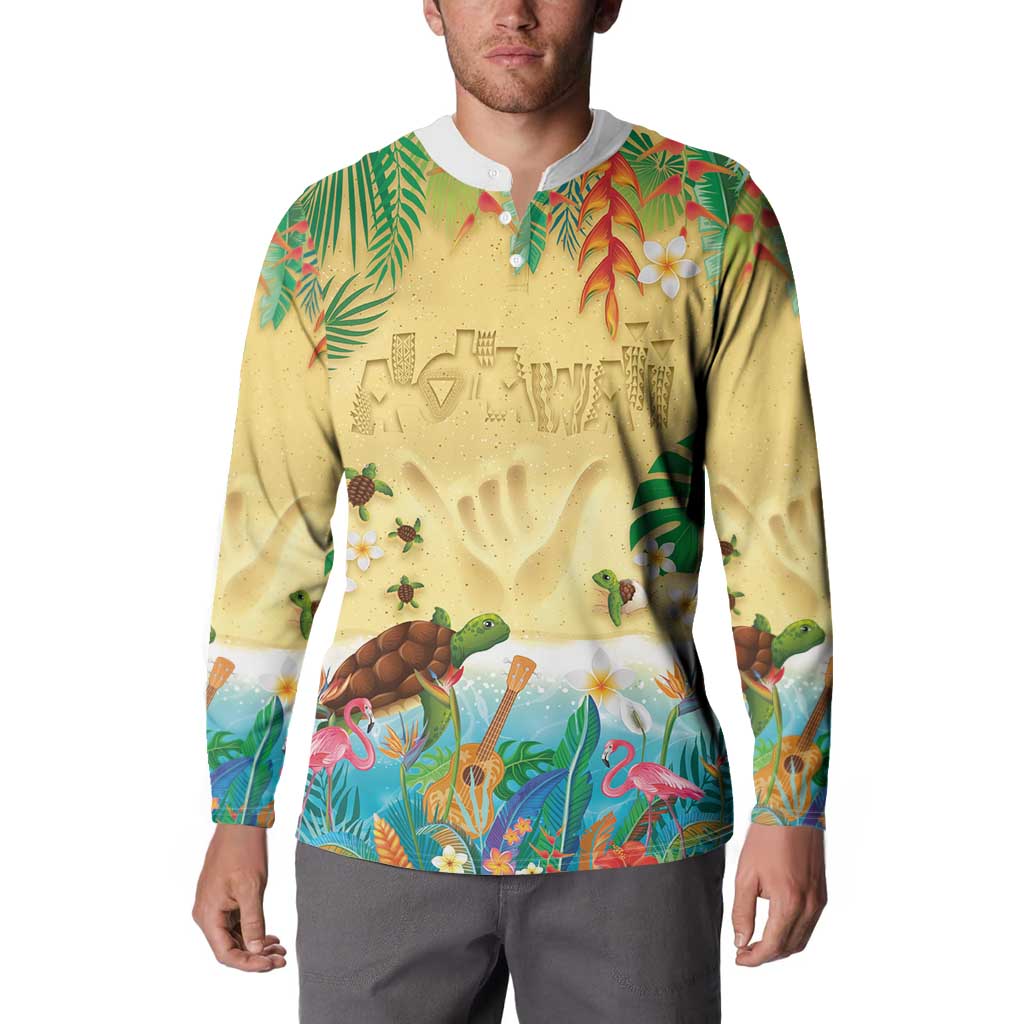 Hawaiian Alohawaii Button Sweatshirt Tropical Plants and Animals on The Beach - Polynesian Pride