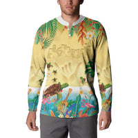 Hawaiian Alohawaii Button Sweatshirt Tropical Plants and Animals on The Beach - Polynesian Pride