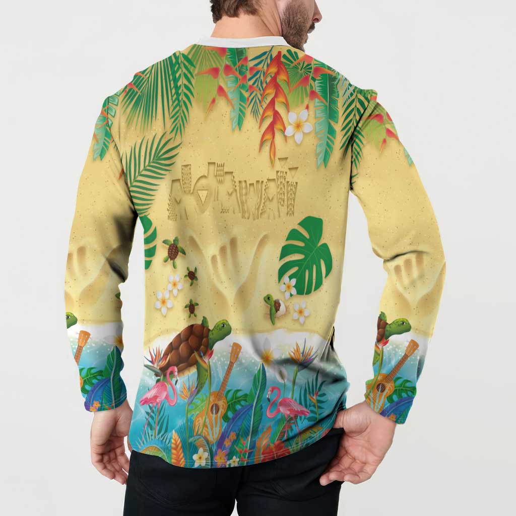 Hawaiian Alohawaii Button Sweatshirt Tropical Plants and Animals on The Beach - Polynesian Pride