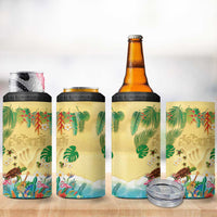 Hawaiian Alohawaii 4 in 1 Can Cooler Tumbler Tropical Plants and Animals on The Beach - Polynesian Pride