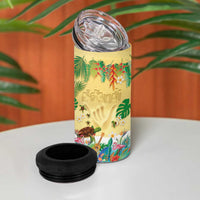 Hawaiian Alohawaii 4 in 1 Can Cooler Tumbler Tropical Plants and Animals on The Beach - Polynesian Pride