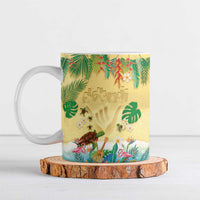 Hawaiian Alohawaii Ceramic Mug Tropical Plants and Animals on The Beach - Polynesian Pride