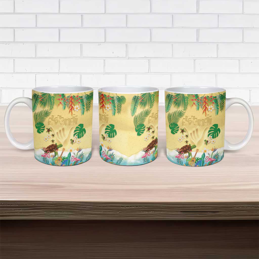 Hawaiian Alohawaii Ceramic Mug Tropical Plants and Animals on The Beach - Polynesian Pride