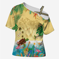 Hawaiian Alohawaii Cross Shoulder Shirt Tropical Plants and Animals on The Beach - Polynesian Pride