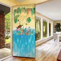 Hawaiian Alohawaii Door Cover Tropical Plants and Animals on The Beach - Polynesian Pride