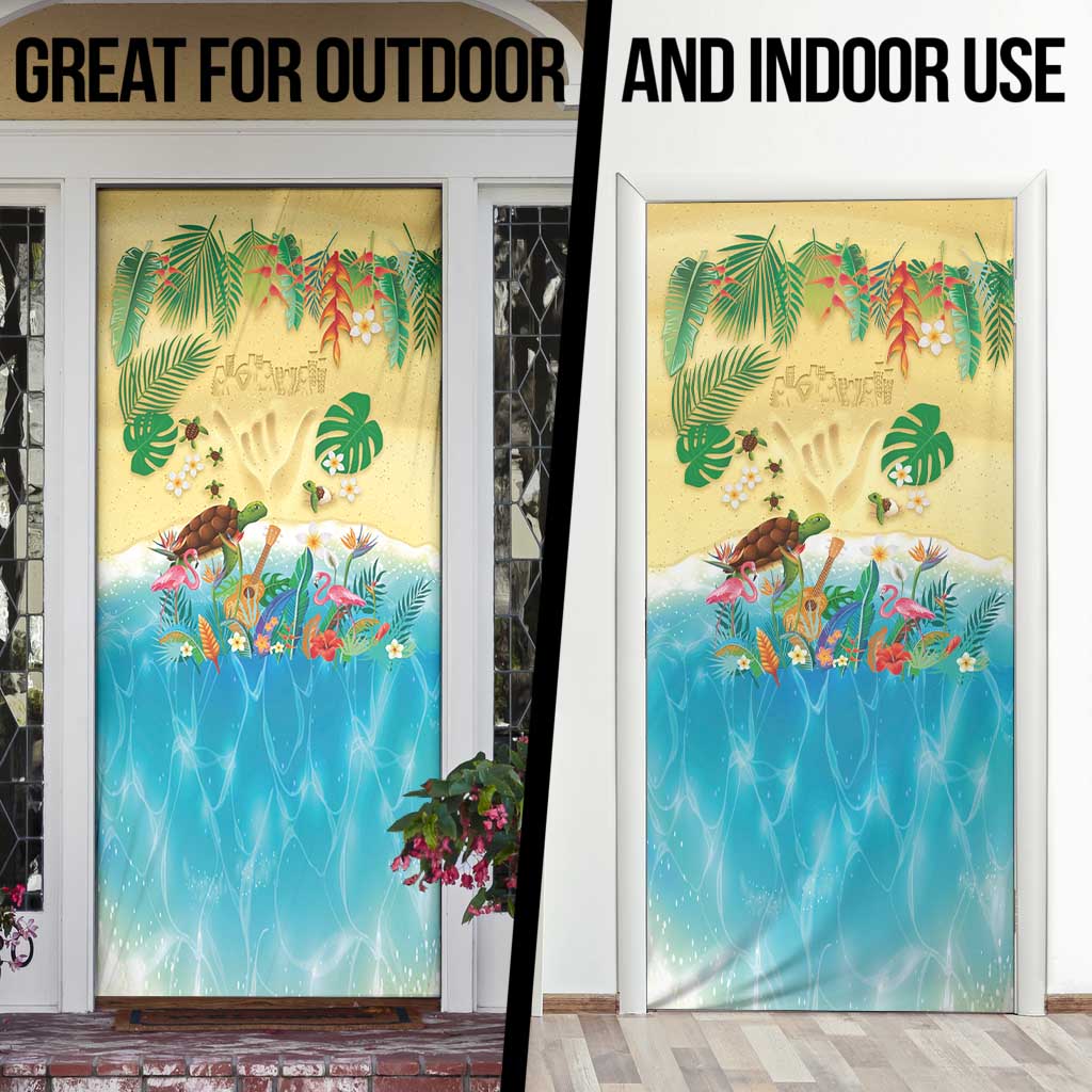 Hawaiian Alohawaii Door Cover Tropical Plants and Animals on The Beach - Polynesian Pride