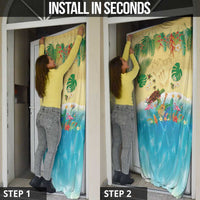 Hawaiian Alohawaii Door Cover Tropical Plants and Animals on The Beach - Polynesian Pride