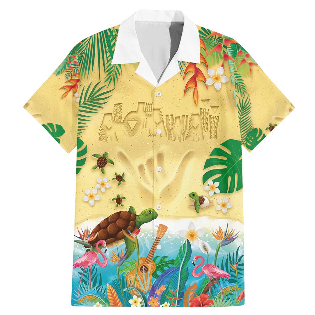 Hawaiian Alohawaii Family Matching Mermaid Dress and Hawaiian Shirt Tropical Plants and Animals on The Beach - Polynesian Pride