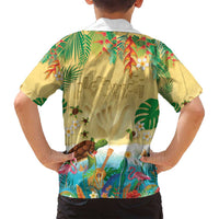 Hawaiian Alohawaii Family Matching Puletasi and Hawaiian Shirt Tropical Plants and Animals on The Beach - Polynesian Pride