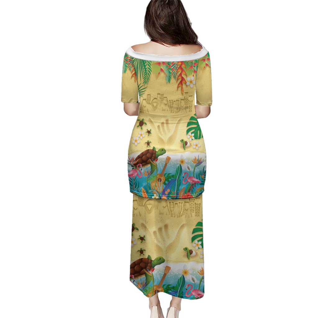 Hawaiian Alohawaii Family Matching Puletasi and Hawaiian Shirt Tropical Plants and Animals on The Beach - Polynesian Pride