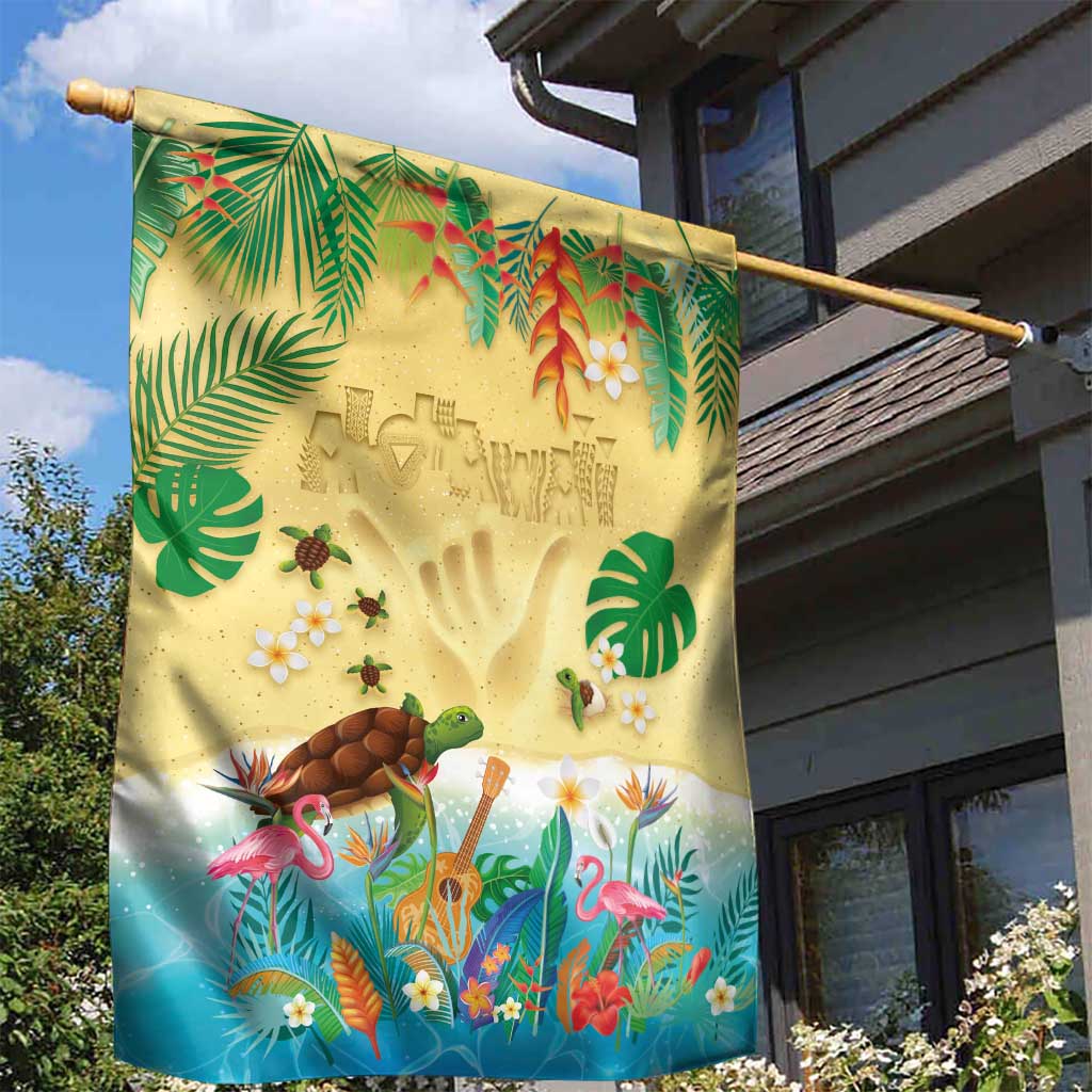 Hawaiian Alohawaii Garden Flag Tropical Plants and Animals on The Beach - Polynesian Pride