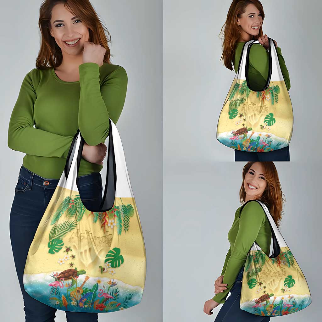 Hawaiian Alohawaii Grocery Bag Tropical Plants and Animals on The Beach - Polynesian Pride