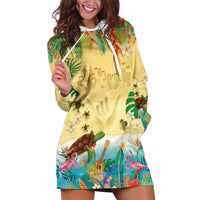 Hawaiian Alohawaii Hoodie Dress Tropical Plants and Animals on The Beach - Polynesian Pride