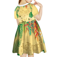 Hawaiian Alohawaii Kid Short Sleeve Dress Tropical Plants and Animals on The Beach - Polynesian Pride
