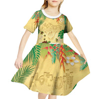 Hawaiian Alohawaii Kid Short Sleeve Dress Tropical Plants and Animals on The Beach - Polynesian Pride