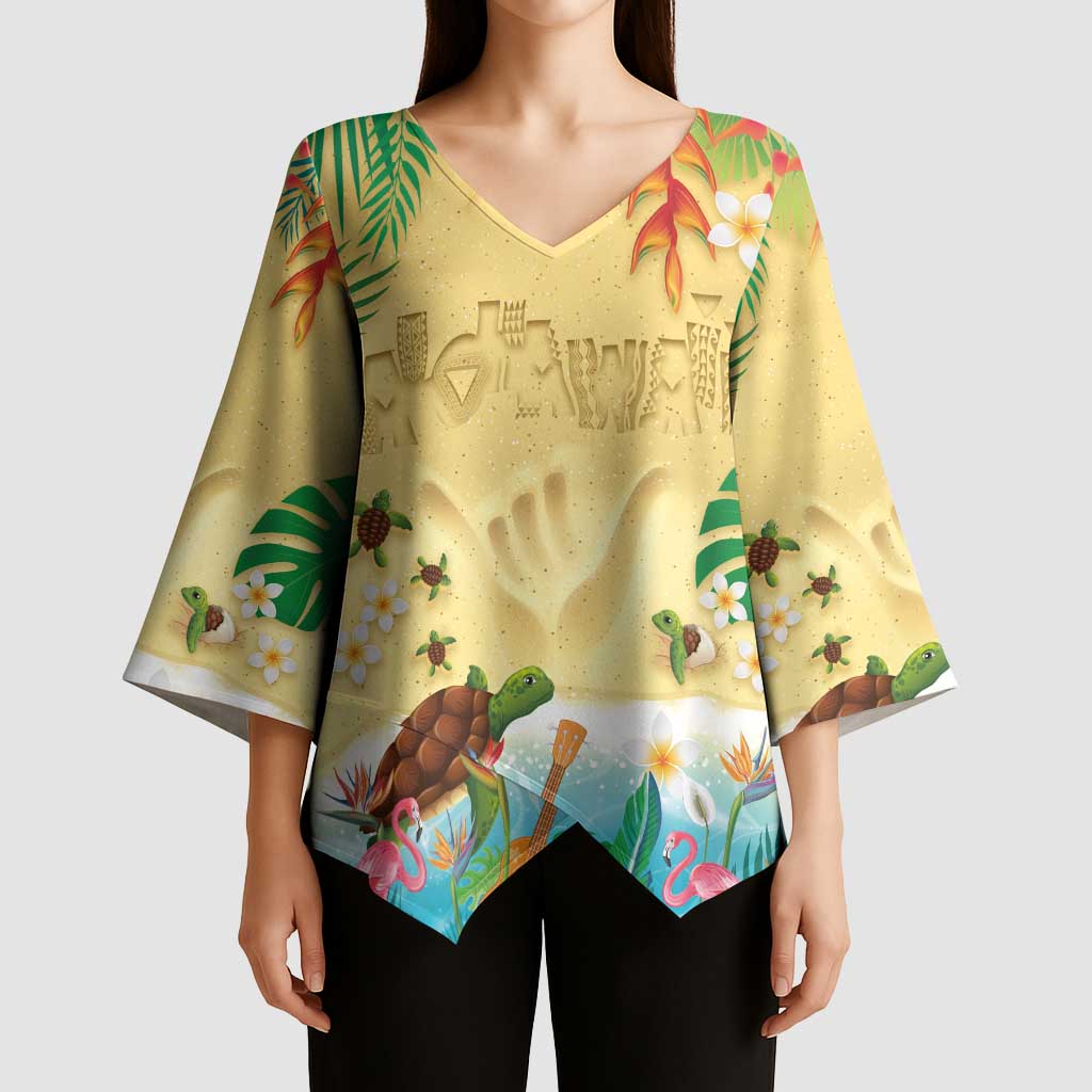 Hawaiian Alohawaii Kimono Sleeve Blouse Tropical Plants and Animals on The Beach - Polynesian Pride