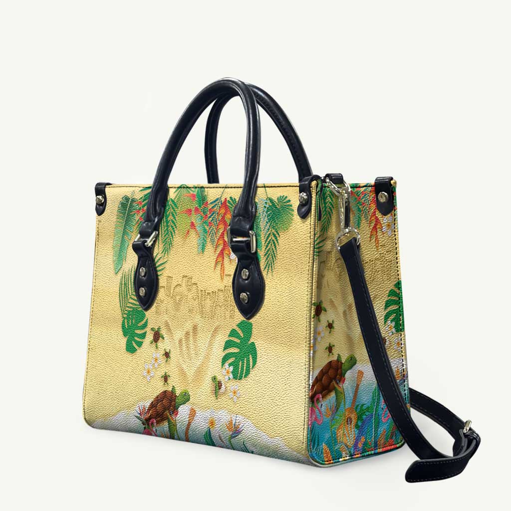 Hawaiian Alohawaii Leather Bag Tropical Plants and Animals on The Beach - Polynesian Pride