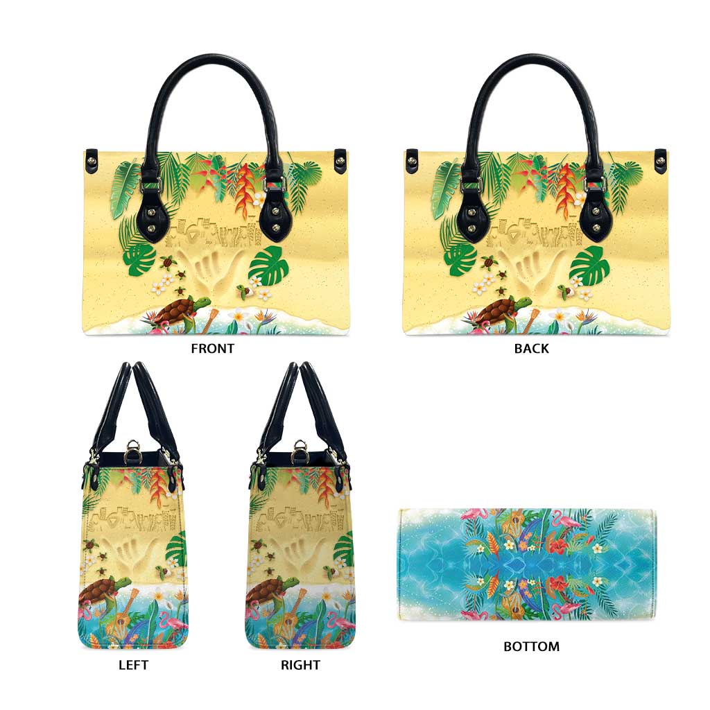 Hawaiian Alohawaii Leather Bag Tropical Plants and Animals on The Beach - Polynesian Pride