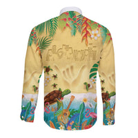 Hawaiian Alohawaii Long Sleeve Button Shirt Tropical Plants and Animals on The Beach - Polynesian Pride