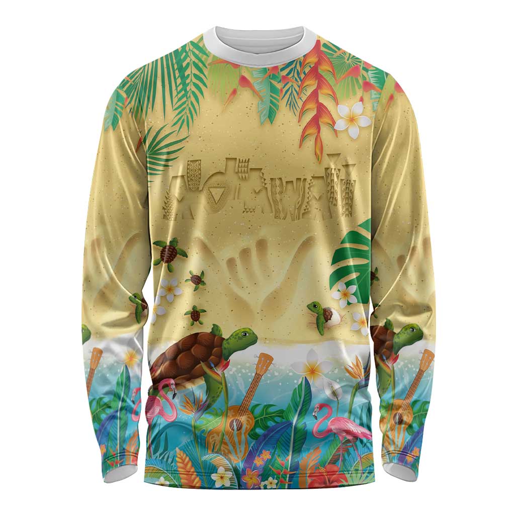 Hawaiian Alohawaii Long Sleeve Shirt Tropical Plants and Animals on The Beach - Polynesian Pride