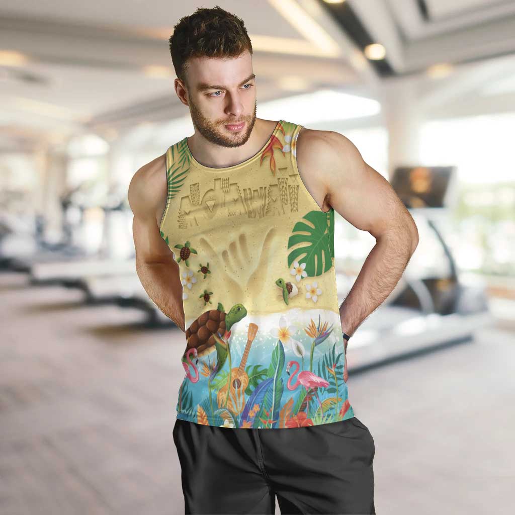 Hawaiian Alohawaii Men Tank Top Tropical Plants and Animals on The Beach - Polynesian Pride