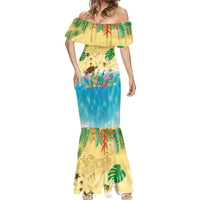 Hawaiian Alohawaii Mermaid Dress Tropical Plants and Animals on The Beach - Polynesian Pride