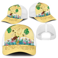 Hawaiian Alohawaii Mesh Trucker Cap Tropical Plants and Animals on The Beach - Polynesian Pride