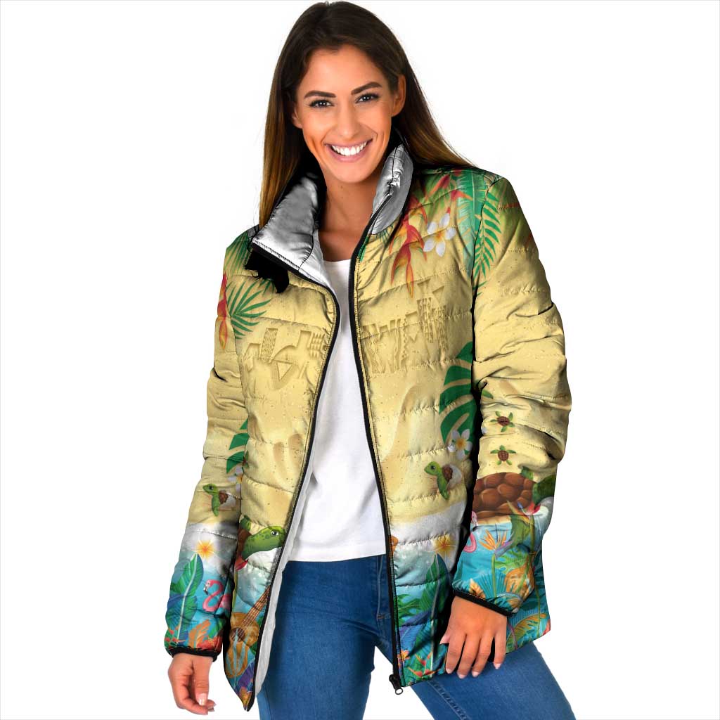 Hawaiian Alohawaii Padded Jacket Tropical Plants and Animals on The Beach - Polynesian Pride
