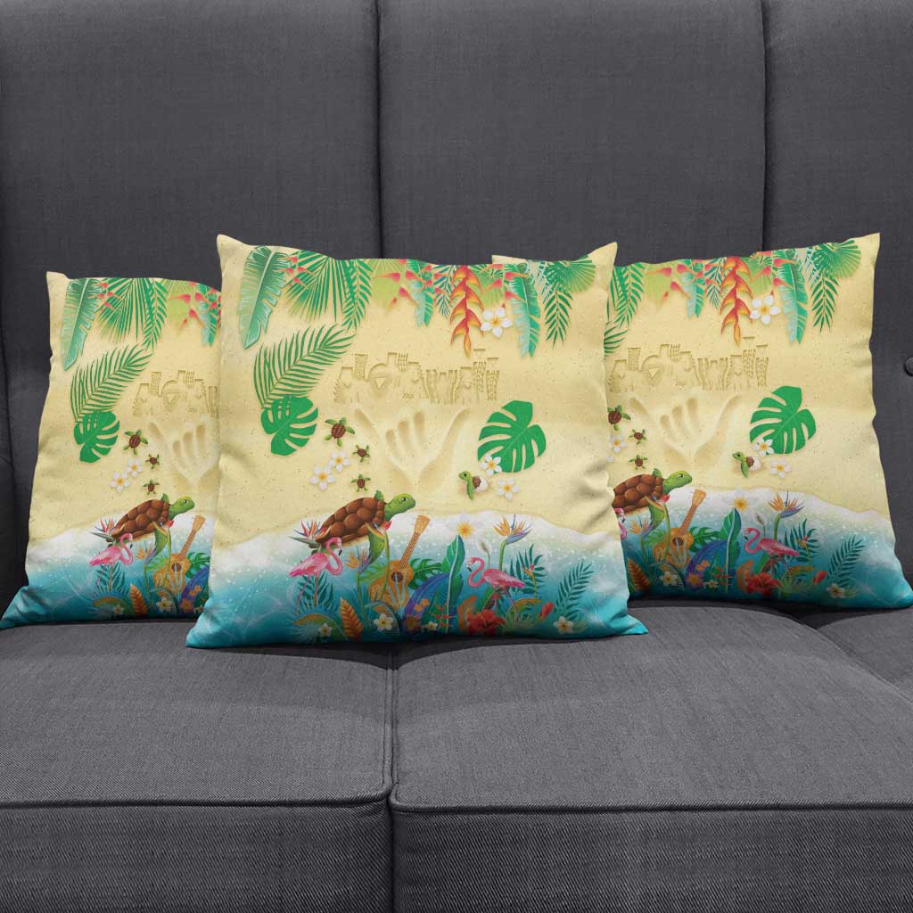 Hawaiian Alohawaii Pillow Cover Tropical Plants and Animals on The Beach - Polynesian Pride