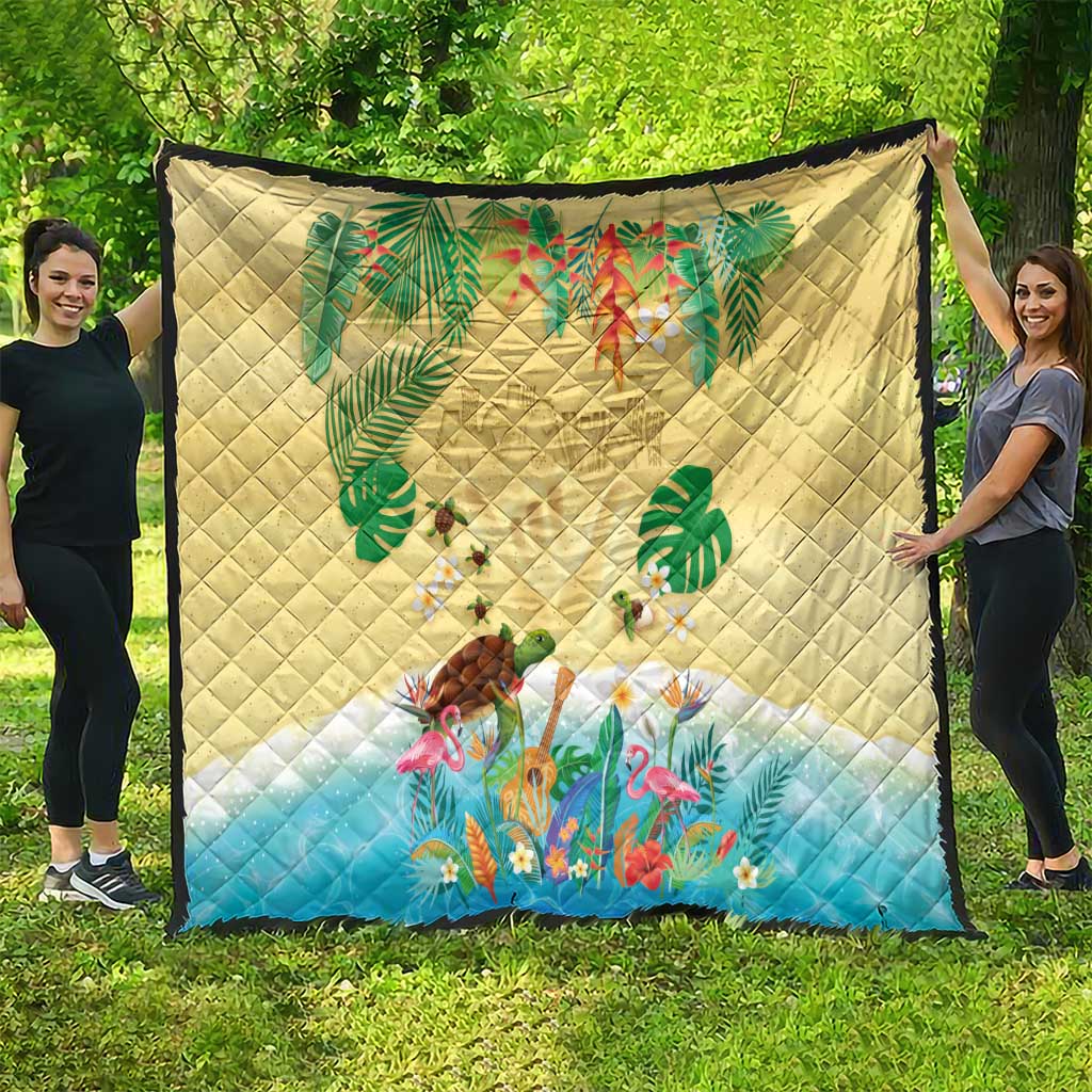 Hawaiian Alohawaii Quilt Tropical Plants and Animals on The Beach - Polynesian Pride