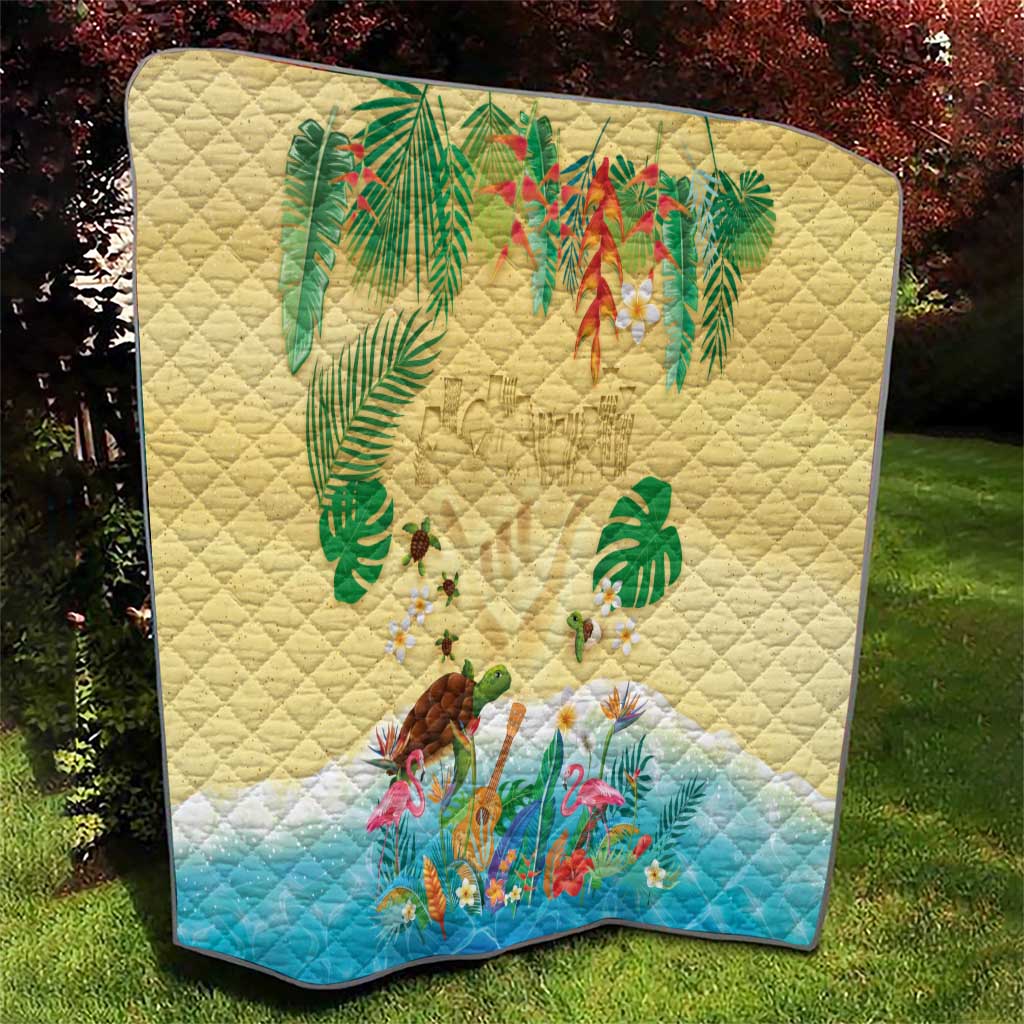 Hawaiian Alohawaii Quilt Tropical Plants and Animals on The Beach - Polynesian Pride