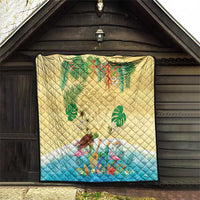 Hawaiian Alohawaii Quilt Tropical Plants and Animals on The Beach - Polynesian Pride