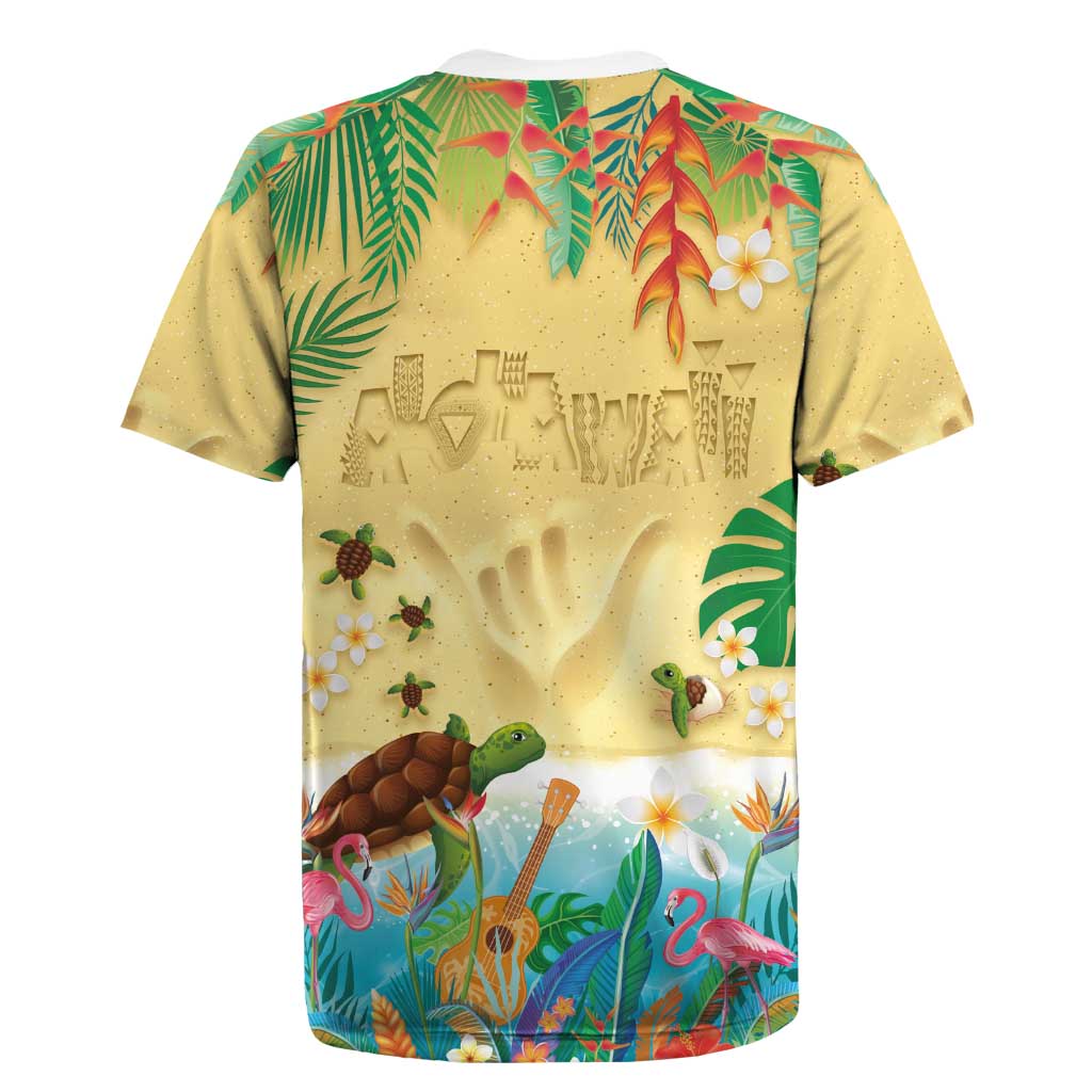 Hawaiian Alohawaii Rugby Jersey Tropical Plants and Animals on The Beach - Polynesian Pride