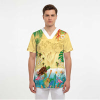 Hawaiian Alohawaii Scrub Top Tropical Plants and Animals on The Beach - Polynesian Pride