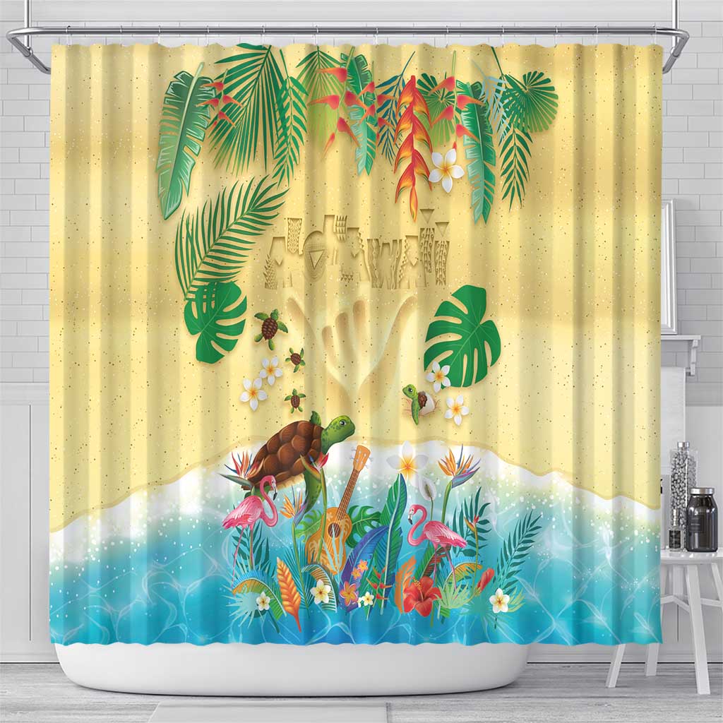 Hawaiian Alohawaii Shower Curtain Tropical Plants and Animals on The Beach - Polynesian Pride