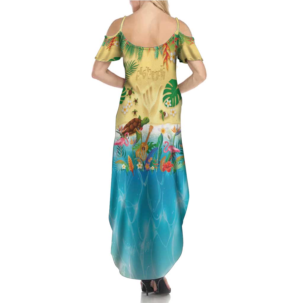 Hawaiian Alohawaii Summer Maxi Dress Tropical Plants and Animals on The Beach - Polynesian Pride