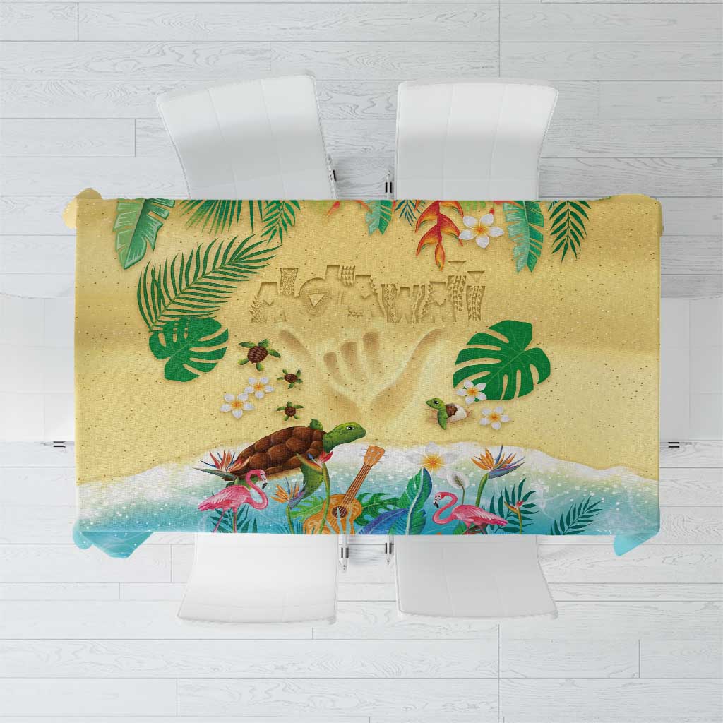 Hawaiian Alohawaii Tablecloth Tropical Plants and Animals on The Beach - Polynesian Pride