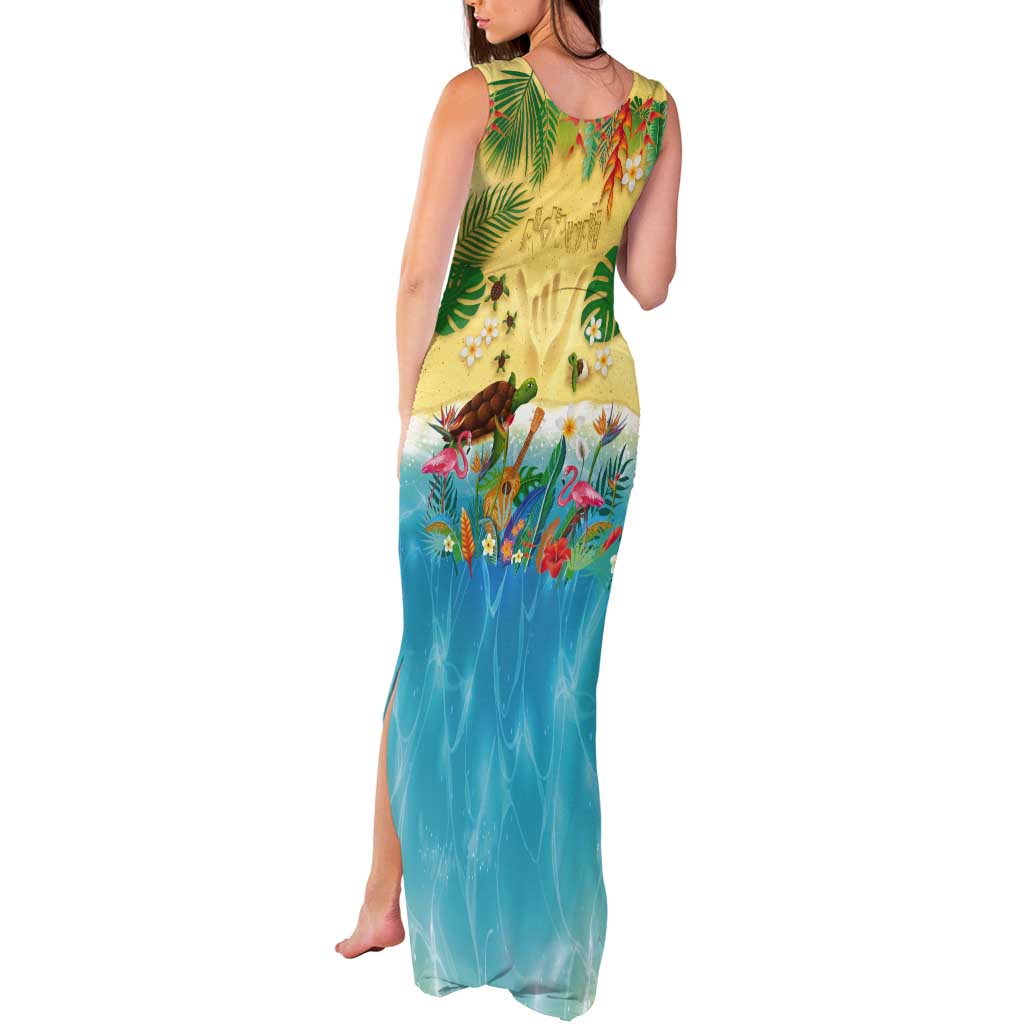 Hawaiian Alohawaii Tank Maxi Dress Tropical Plants and Animals on The Beach - Polynesian Pride
