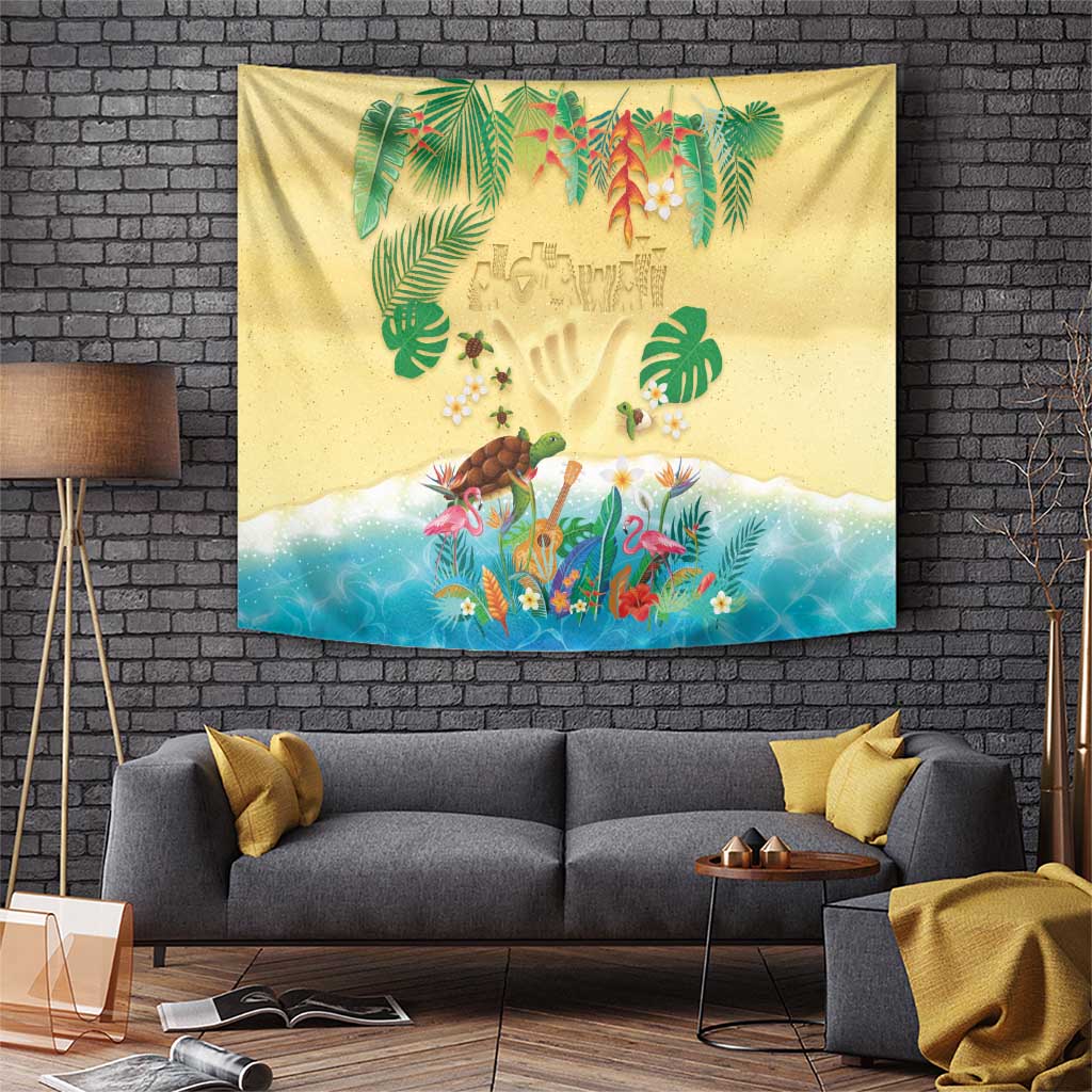 Hawaiian Alohawaii Tapestry Tropical Plants and Animals on The Beach - Polynesian Pride