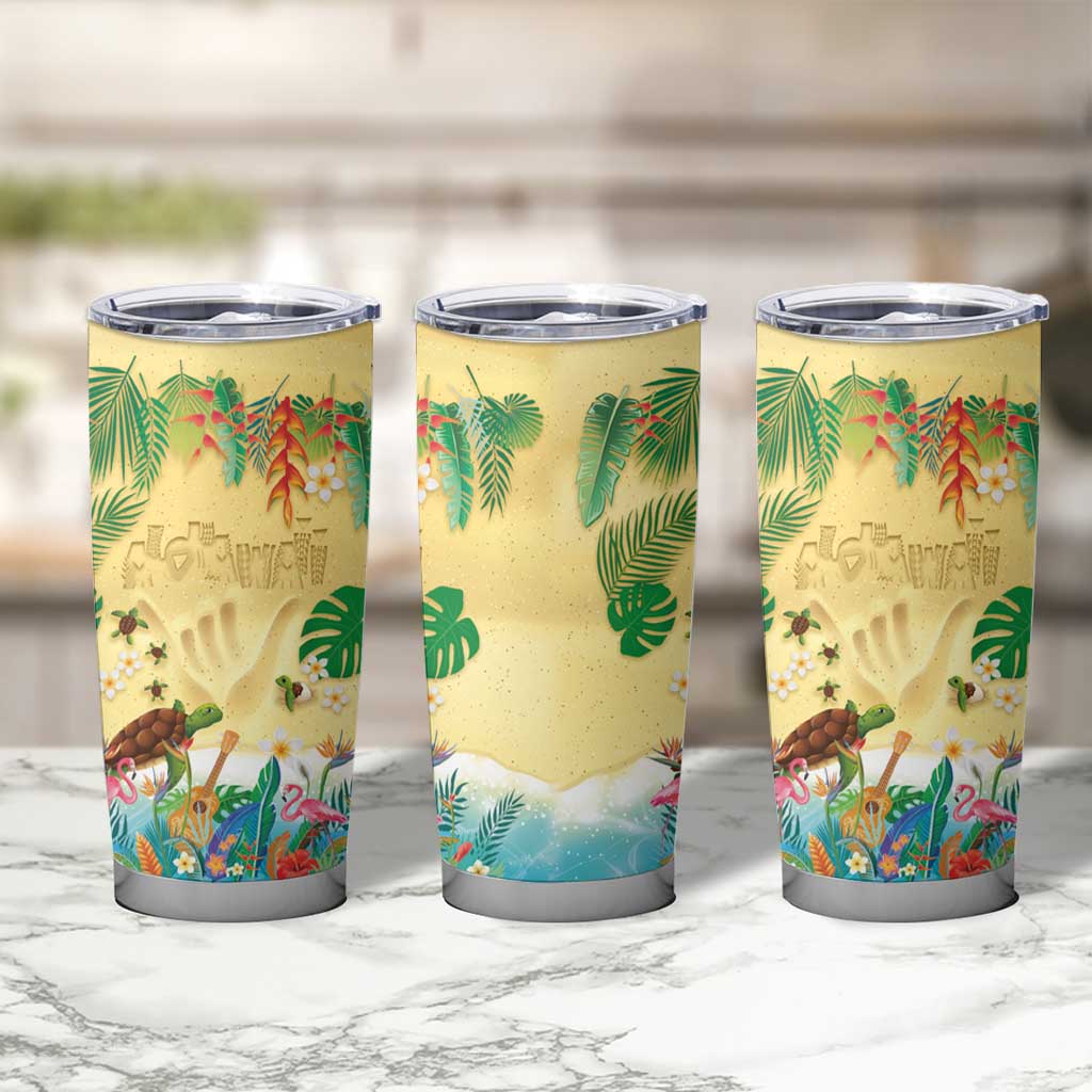 Hawaiian Alohawaii Tumbler Cup Tropical Plants and Animals on The Beach - Polynesian Pride